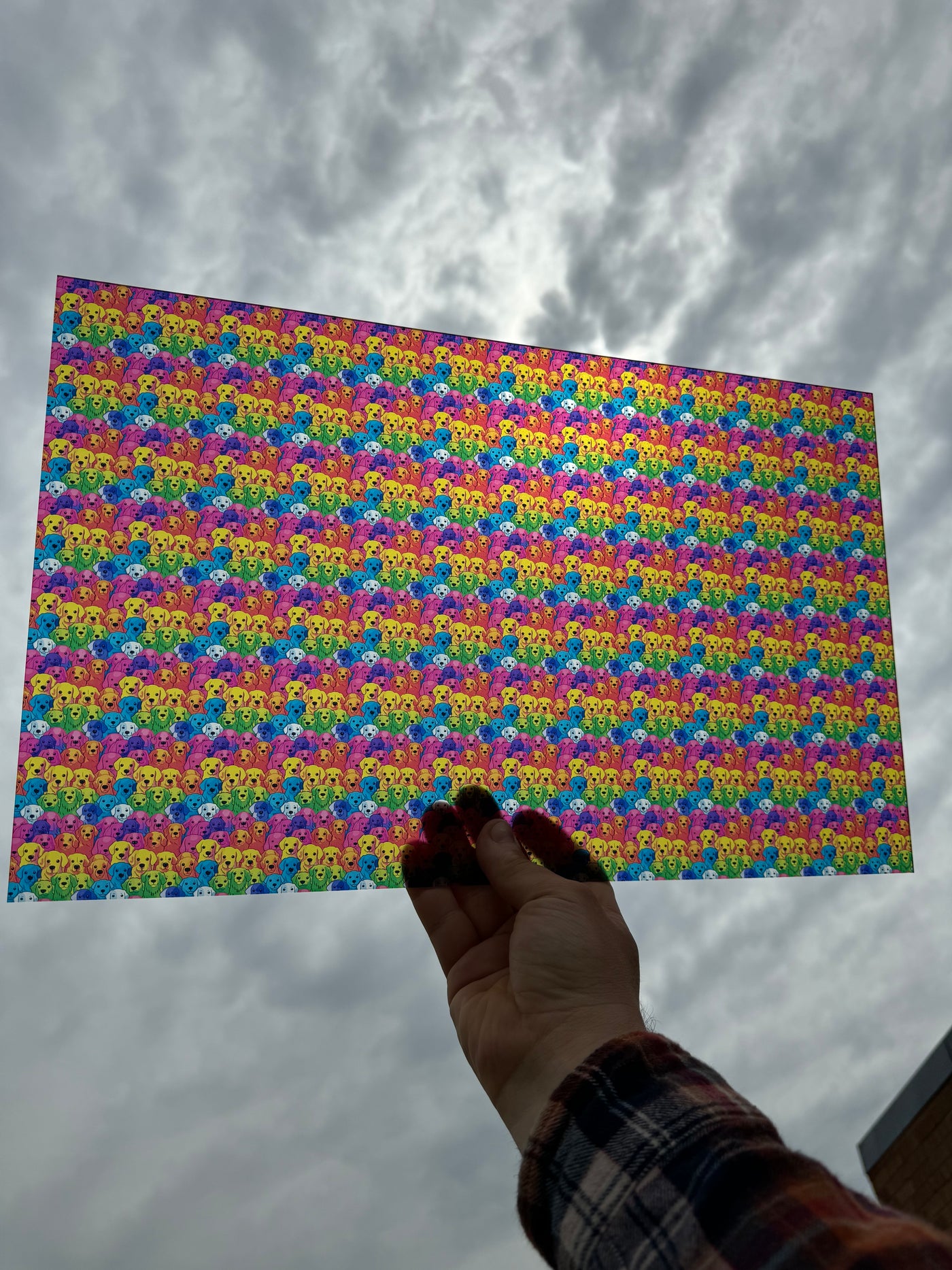 PatternPly® Acrylic Transparent Micro Rainbow Dogs