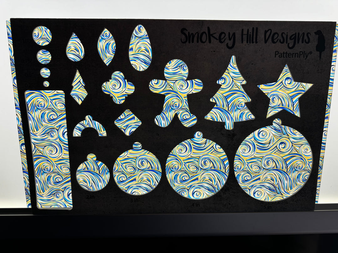 PatternPly® Transparent Blue and Gold Swirls