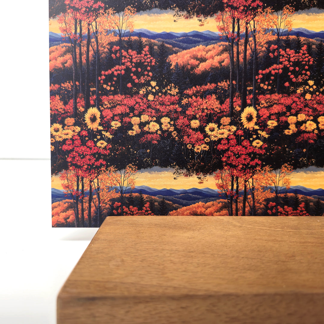 PatternPly® Fall Floral Mountain Range Large