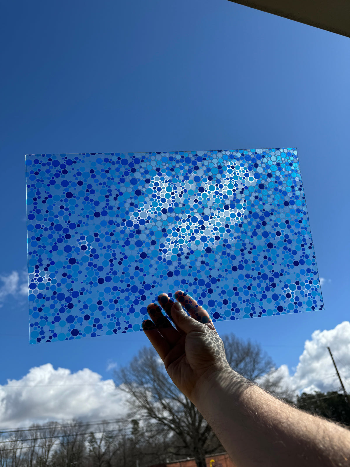 PatternPly® Transparent Large Blue Bubbles sheet showing the pattern