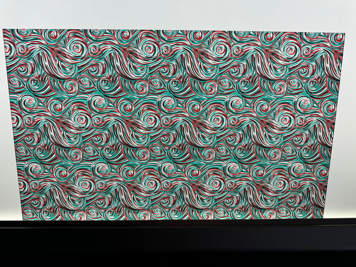 PatternPly® Acrylic Transparent Teal and Red Swirls