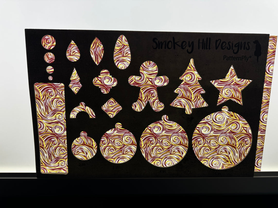 PatternPly® Acrylic Transparent Maroon and Gold Swirls