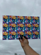 PatternPly® Transparent Stained Glass Rainbow Gradient Haunted House sheet showing the pattern