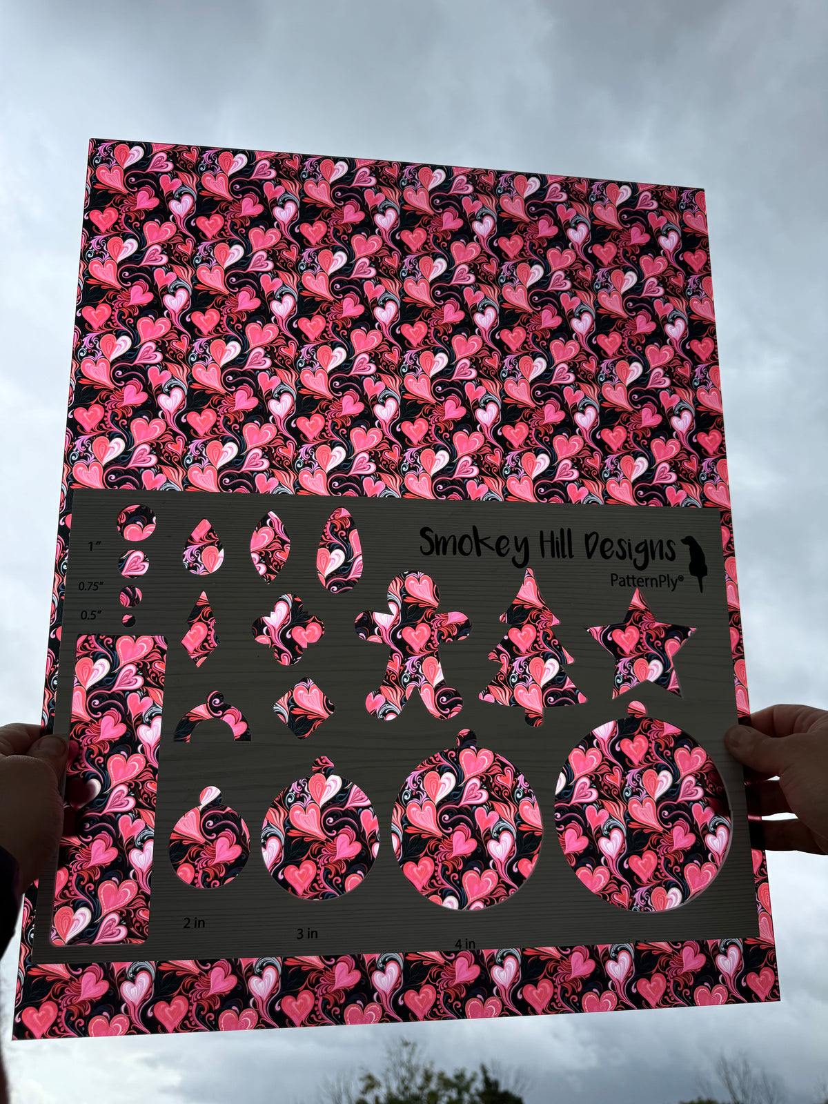 PatternPly® 19x24" Transparent Black and Red Hearts Original Scale product photo 2