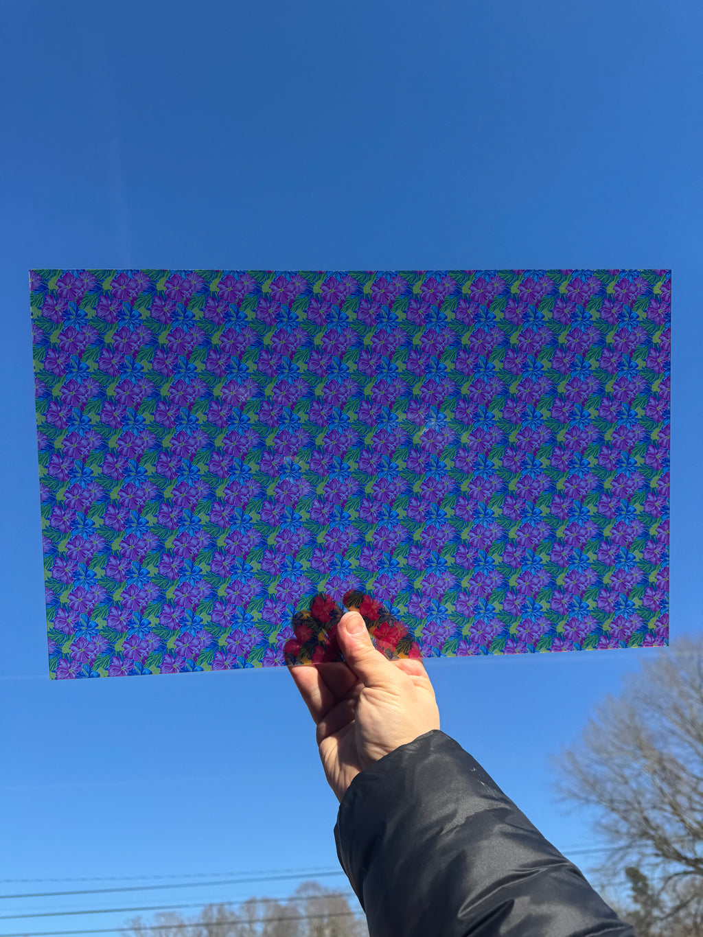 PatternPly® Transparent Mini Preppy Hibiscus sheet showing the pattern