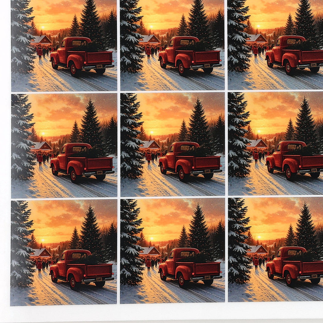 PatternPly® Full Coverage Red Truck and Christmas Tree Extra Small