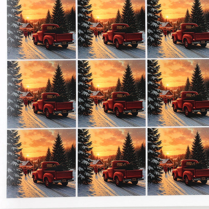 PatternPly® Full Coverage Red Truck and Christmas Tree Extra Small