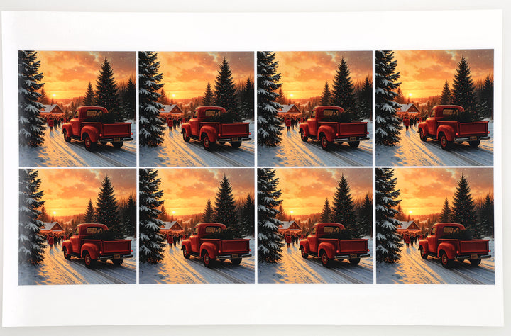 PatternPly® Full Coverage Red Truck and Christmas Tree Medium