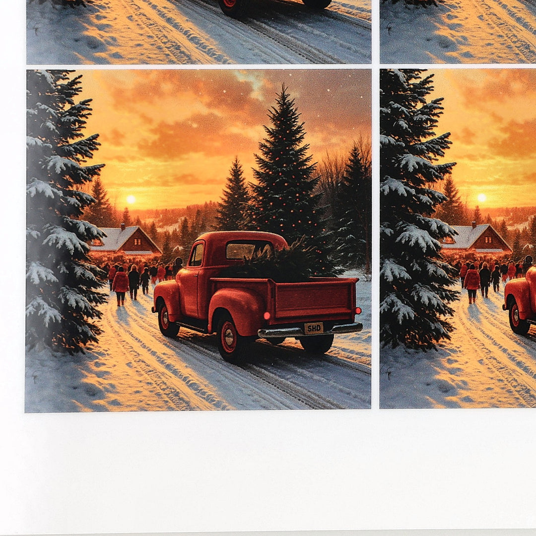 PatternPly® Full Coverage Red Truck and Christmas Tree Medium