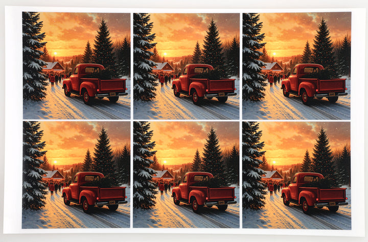 PatternPly® Full Coverage Red Truck and Christmas Tree Large