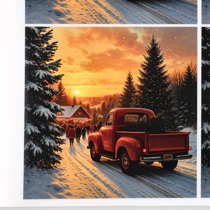 PatternPly® Full Coverage Red Truck and Christmas Tree Large