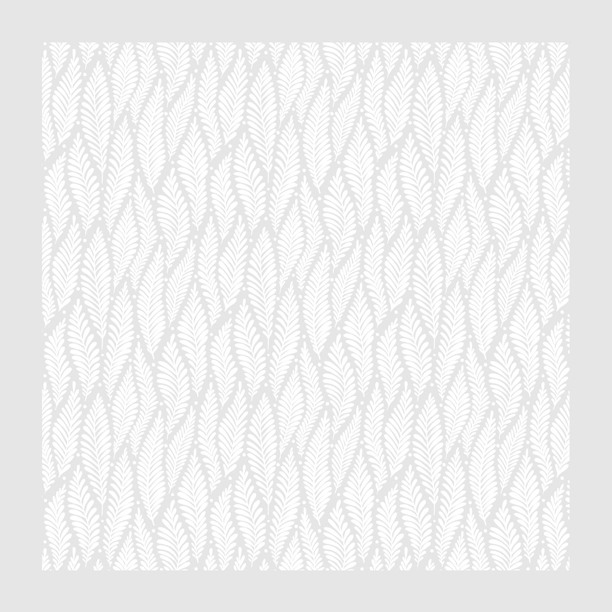 PatternPly® Scattered White Drifting Ferns sheet showing the pattern