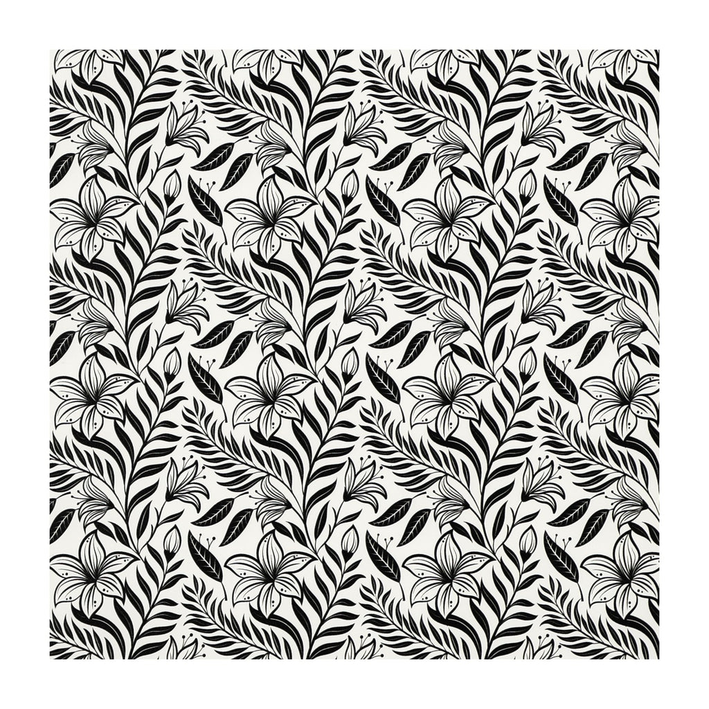 PatternPly® Full Coverage Black Stillflora sheet showing the pattern