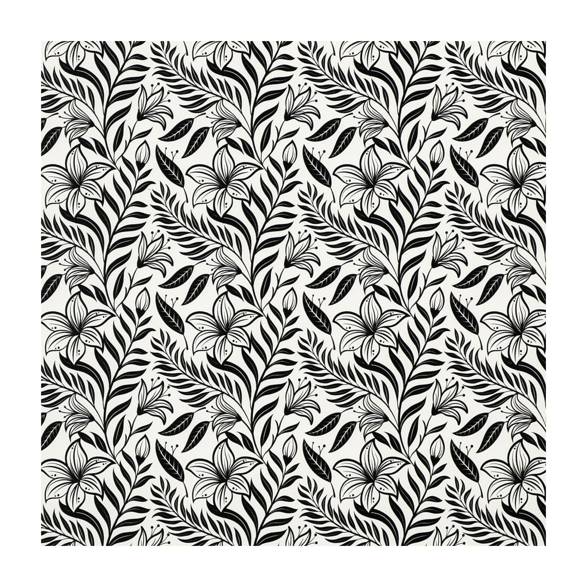PatternPly® Full Coverage Black Stillflora sheet showing the pattern