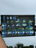 PatternPly® Transparent Stained Glass Bluebonnet Sky sheet showing the pattern