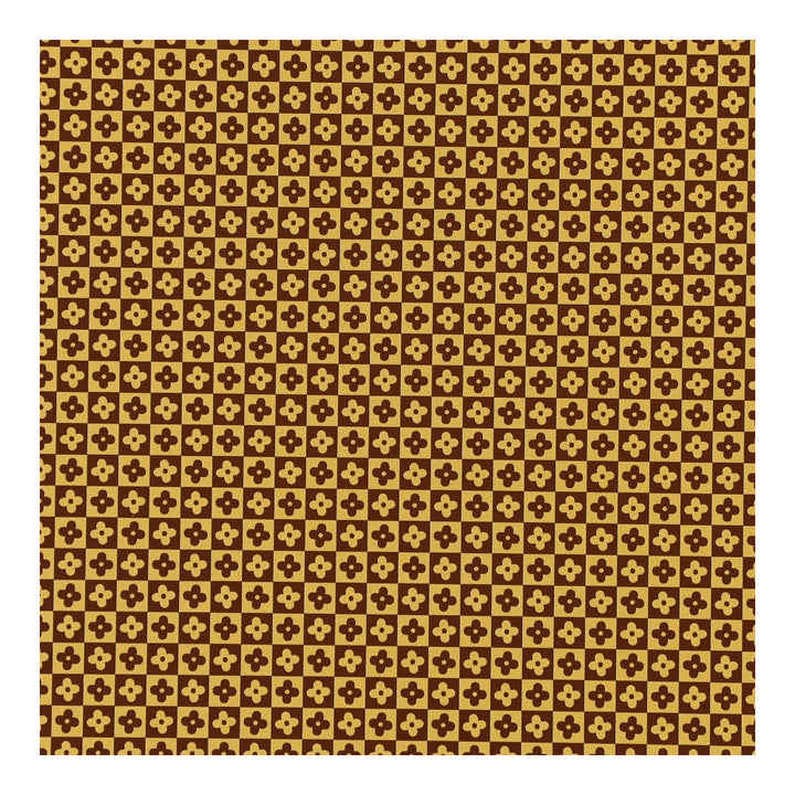 PatternPly® EcoBrown Yellow Floral Checkerboard