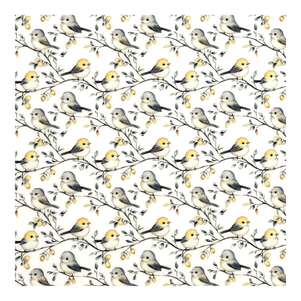 PatternPly® Full Coverage Birds on Branches sheet showing the pattern
