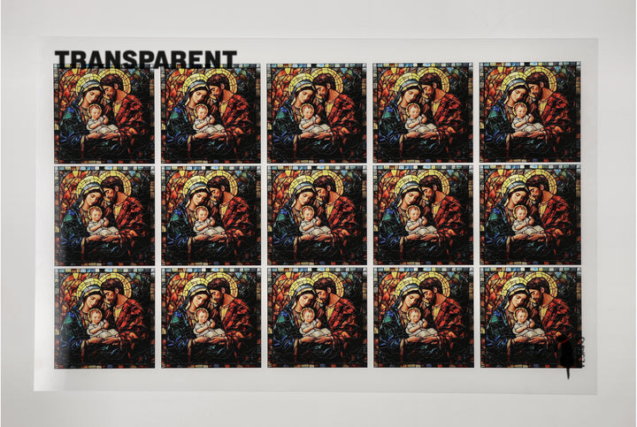 PatternPly® Transparent Holy Family Stained Glass Small