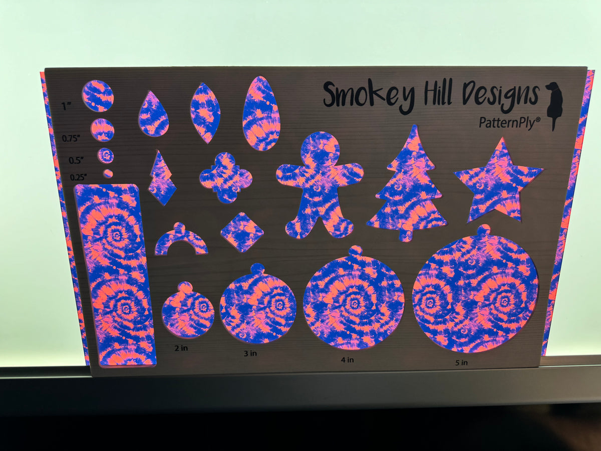 PatternPly® Transparent Orange and Purple Tie Dye sheet showing the pattern