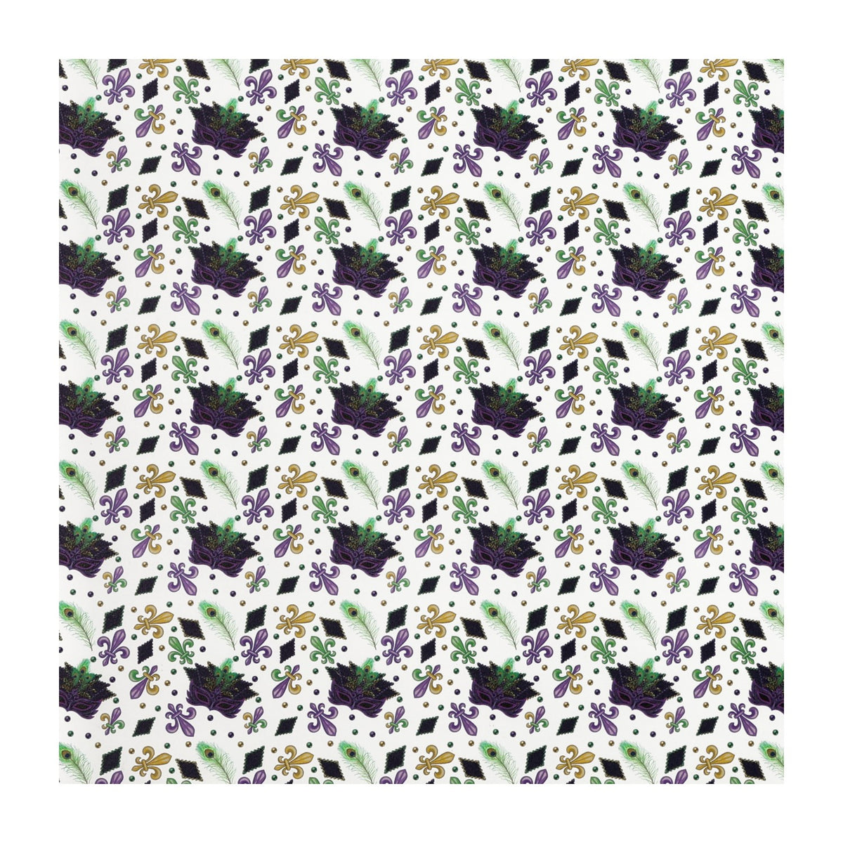 PatternPly® Scattered Mardi Gras Masquerade Micro sheet showing the pattern
