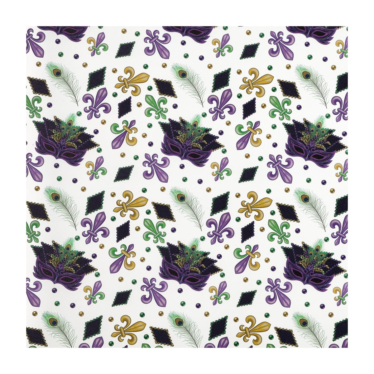 PatternPly® Scattered Mardi Gras Masquerade Large sheet showing the pattern