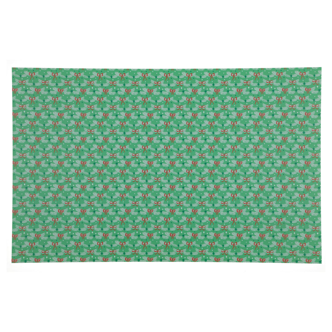 PatternPly® Full Coverage Red Bows on Pastel Green Pine