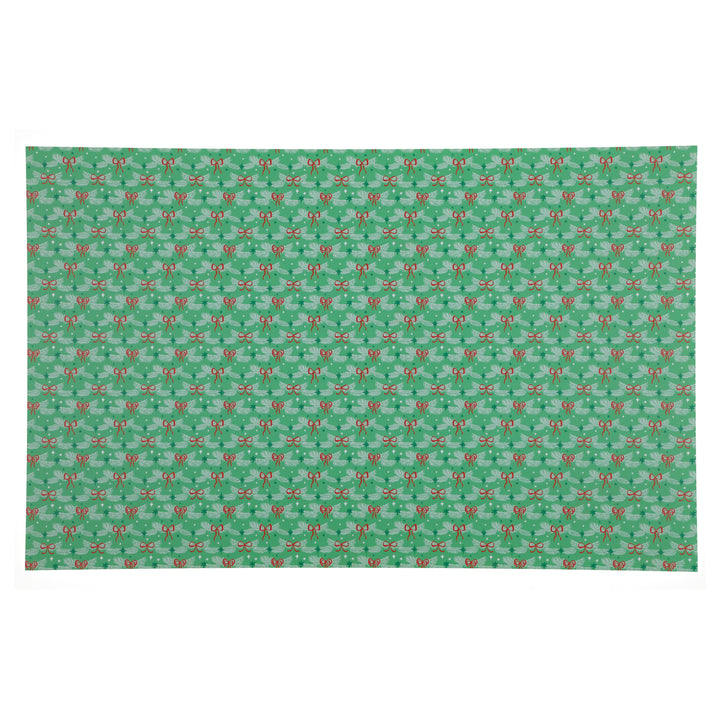 PatternPly® Full Coverage Red Bows on Pastel Green Pine