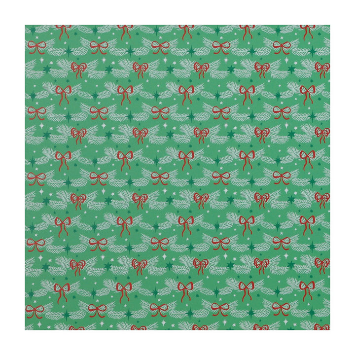 PatternPly® Full Coverage Red Bows on Pastel Green Pine