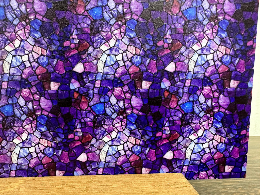 PatternPly® Full Coverage Micro Purple Stained Glass sheet showing the pattern