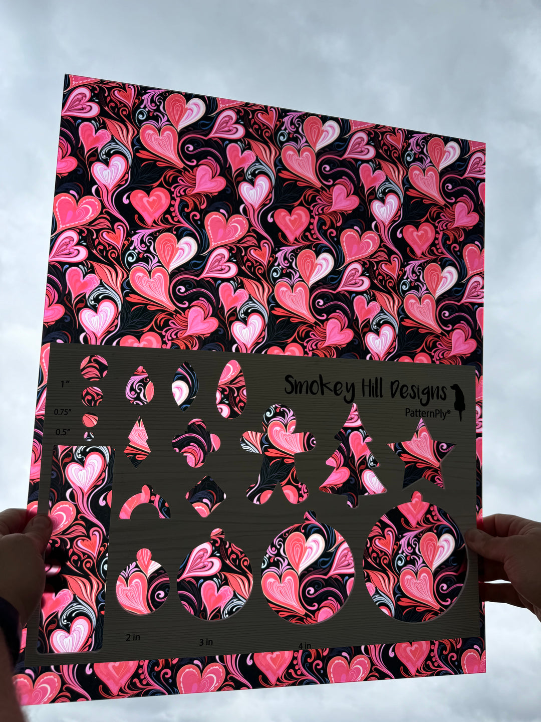 PatternPly® 19x24" Transparent Black and Red Hearts XL Scale