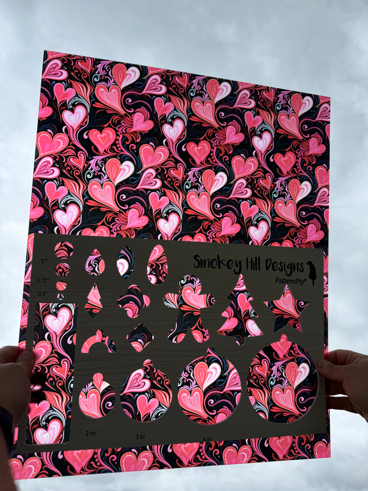 PatternPly® 19x24" Transparent Black and Red Hearts XL Scale product photo 2