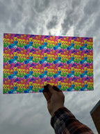 PatternPly® Transparent Rainbow Dogs LARGE sheet showing the pattern
