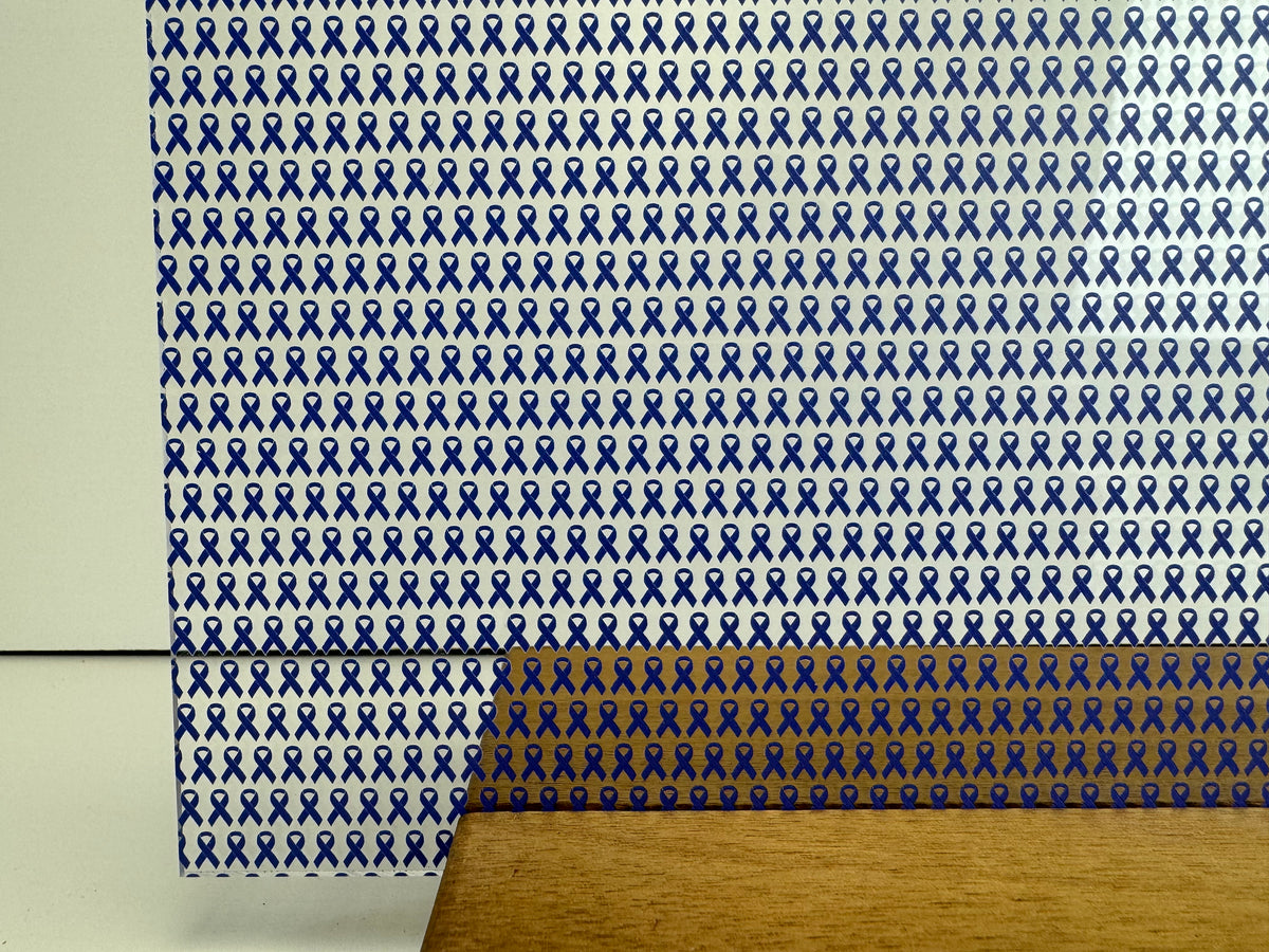 PatternPly® Scattered Mini Blue Ribbons sheet showing the pattern