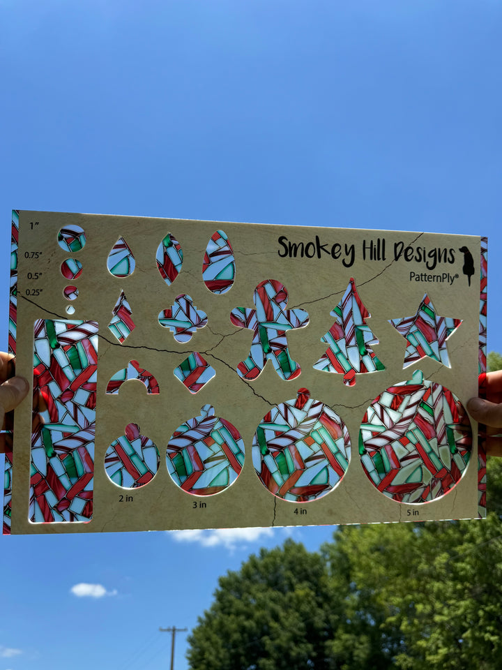 PatternPly® Acrylic Transparent Stained Glass Red, White, and Green Candy Cane