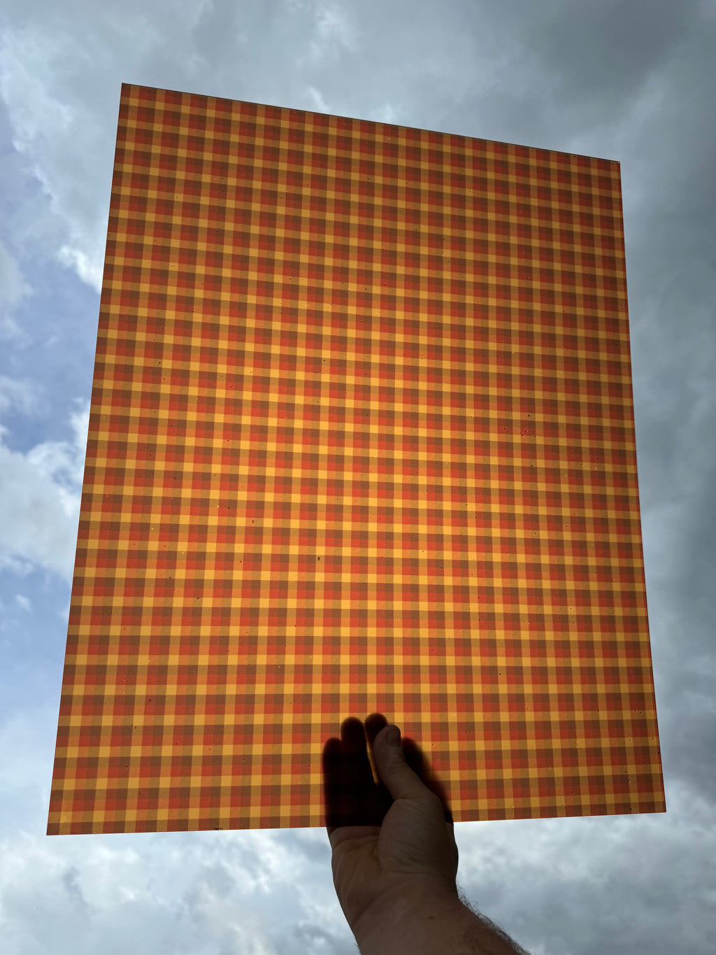 PatternPly® 19x24" Transparent Fall Colors Buffalo Plaid Original Scale sheet showing the pattern