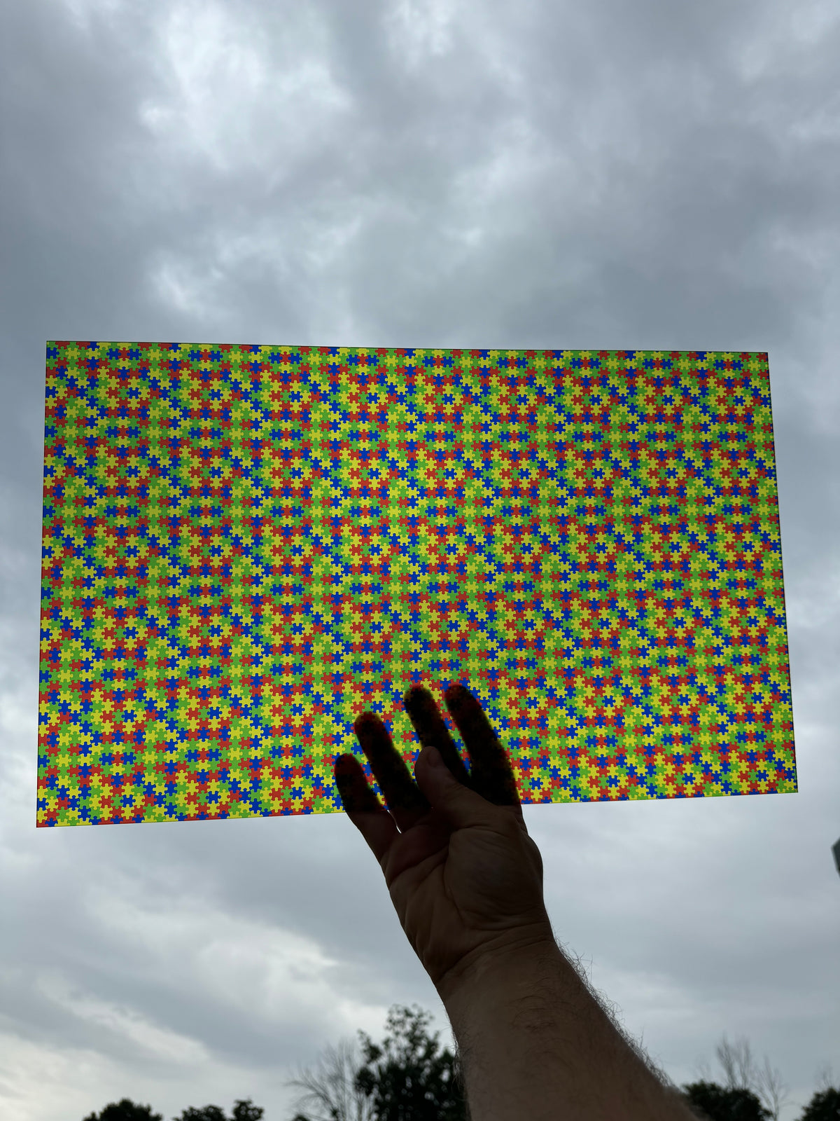 PatternPly® Transparent Mini Rainbow Puzzle sheet showing the pattern