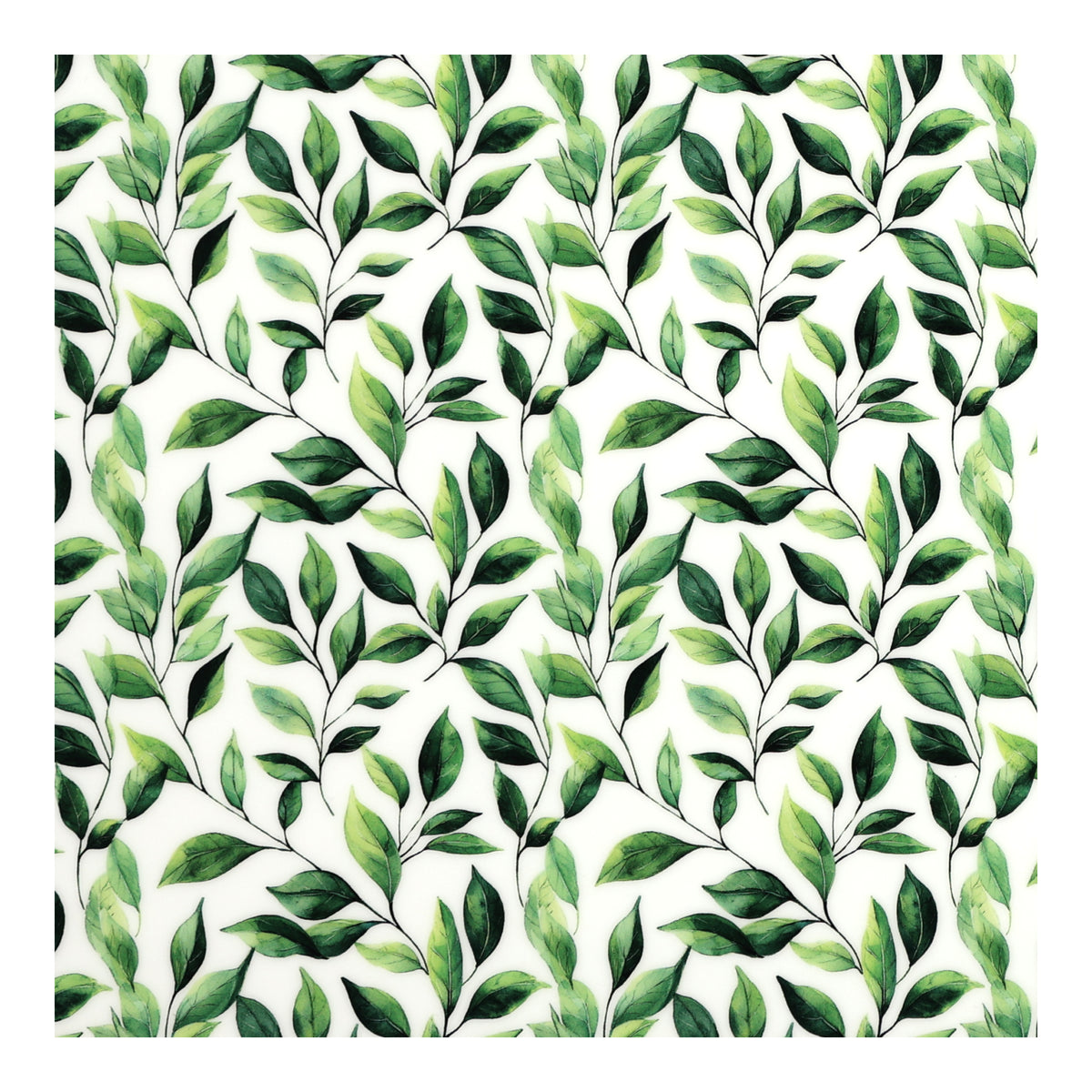 PatternPly® Full Coverage Green Watercolor Leaves sheet showing the pattern