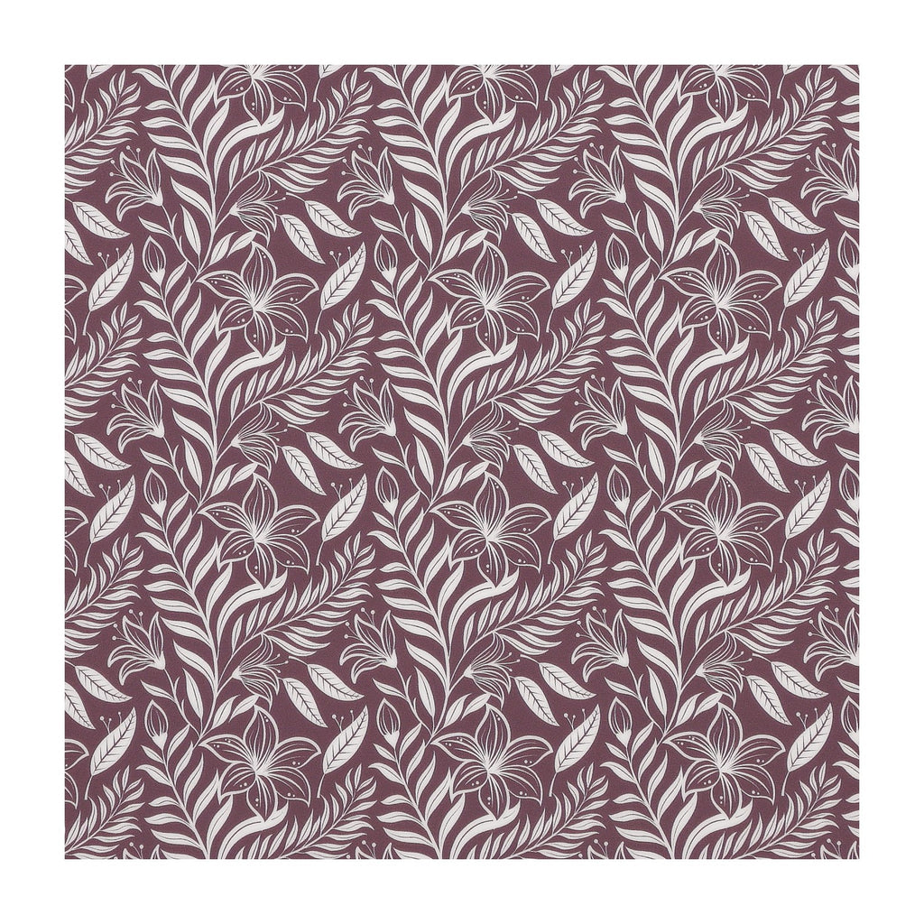 PatternPly® Full Coverage Hushed Mauve Stillflora sheet showing the pattern