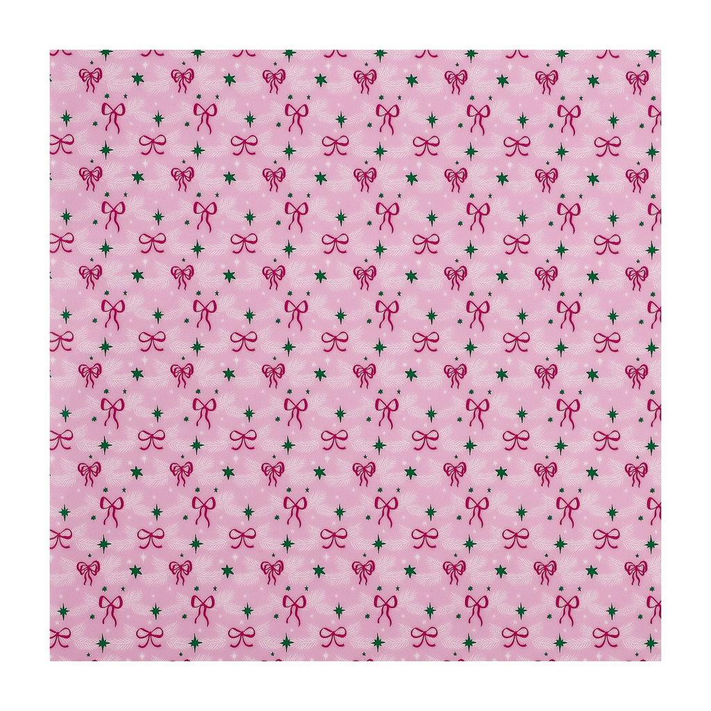 PatternPly® Full Coverage Pastel Pink Bows and Pine White sheet showing the pattern