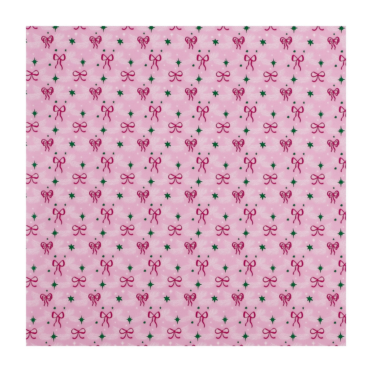 PatternPly® Full Coverage Pastel Pink Bows and Pine White sheet showing the pattern