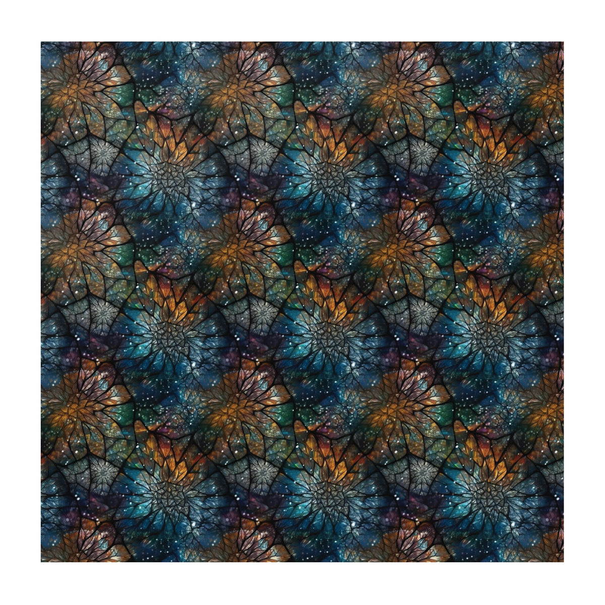 PatternPly® Full Coverage Abstract Winter Colors Stained Glass sheet showing the pattern