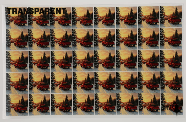 PatternPly® Transparent Red Truck and Christmas Tree Extra Small