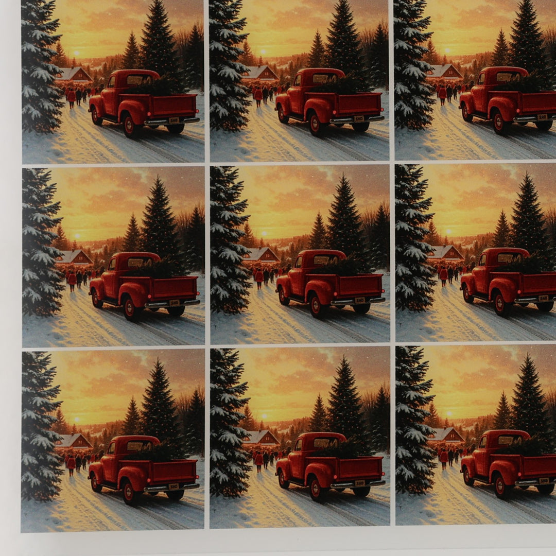 PatternPly® Transparent Red Truck and Christmas Tree Extra Small