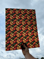 PatternPly® 19x24" Transparent Fall Mums Stained Glass Original Scale sheet showing the pattern