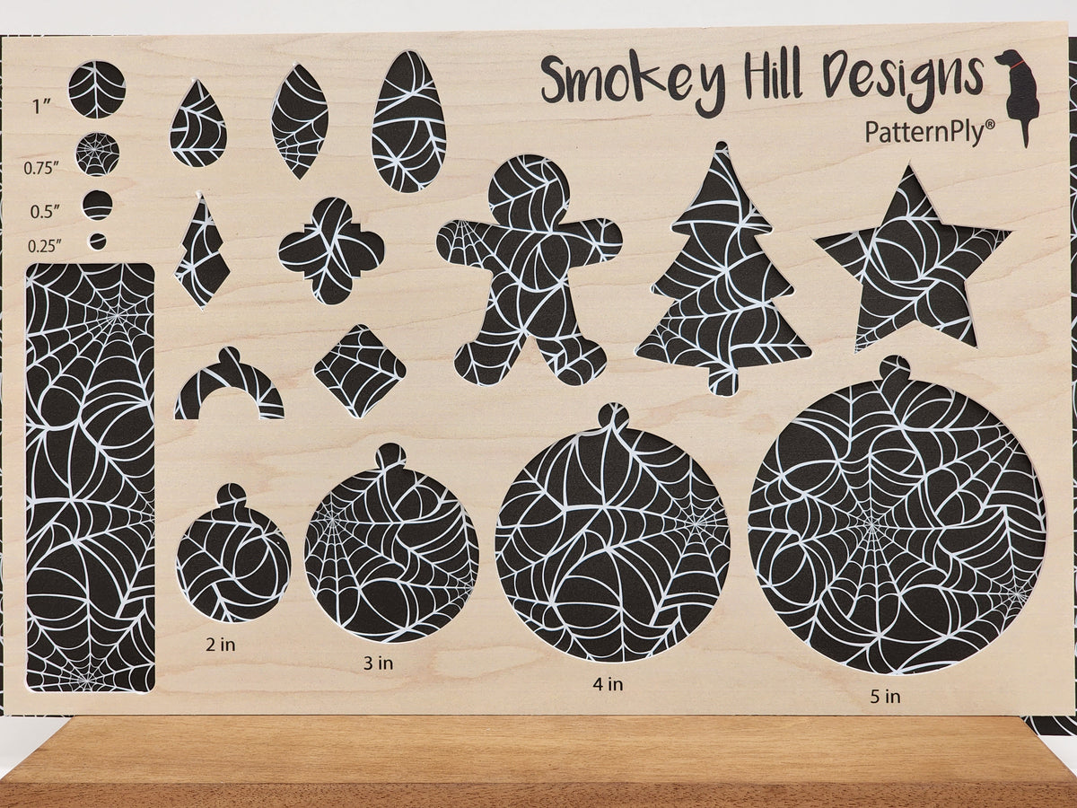 PatternPly® Full Coverage Large White Spiderwebs on Black Background product photo 2