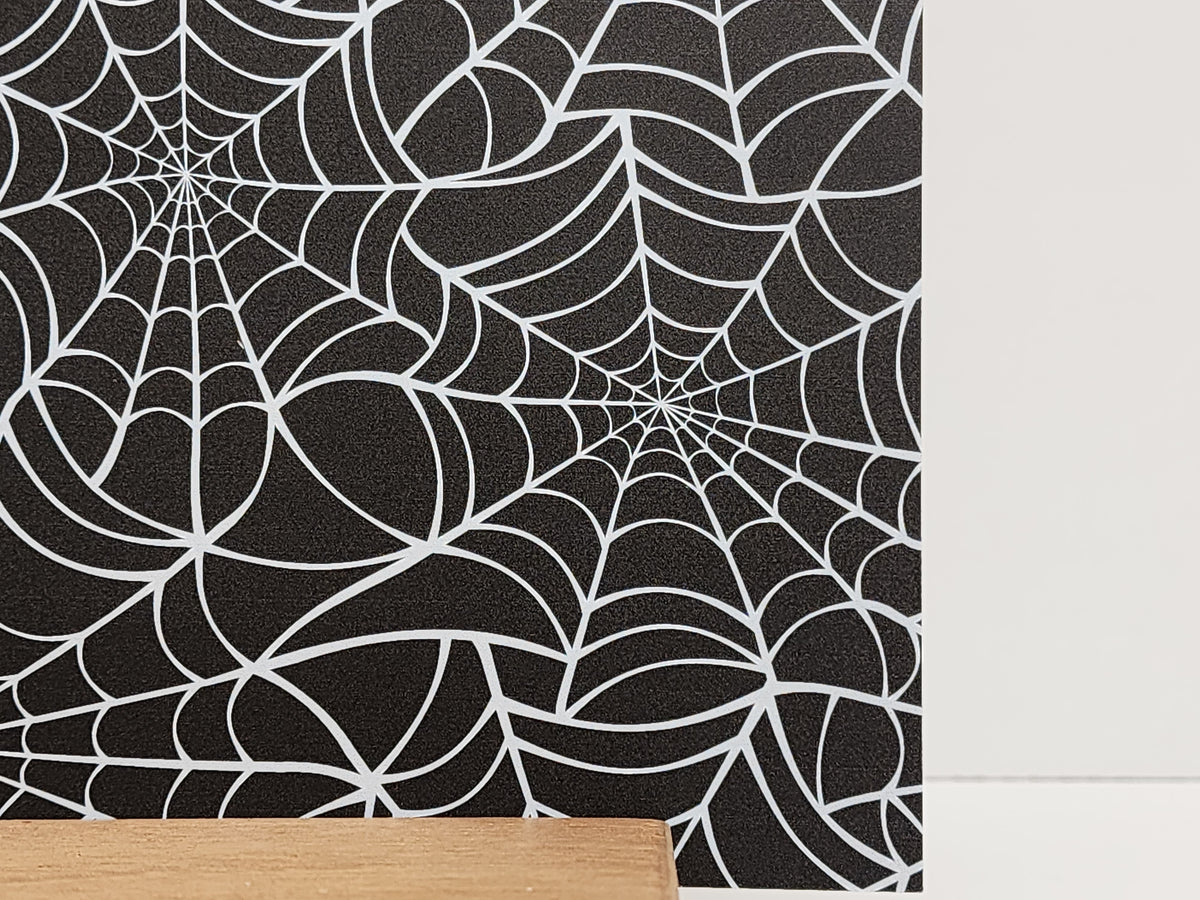 PatternPly® Full Coverage Large White Spiderwebs on Black Background product photo 3