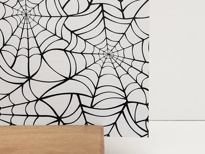 PatternPly® Large Black Spiderwebs on White Background