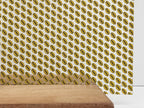 PatternPly® Scattered Gold and Black Footballs sheet showing the pattern