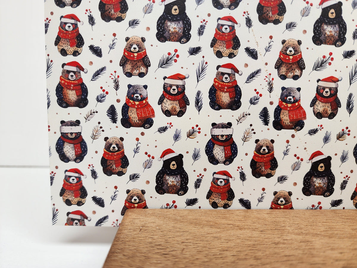 PatternPly® Full Coverage Christmas Bears sheet showing the pattern