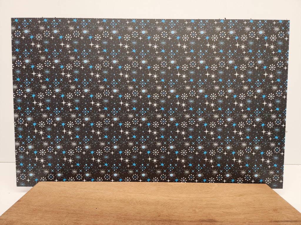 PatternPly® Full Coverage Mid Century Modern Snowflakes Black Background product photo 3